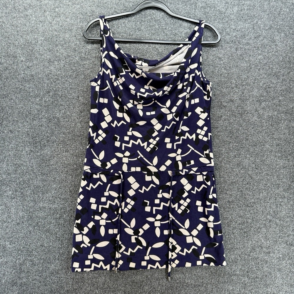 Diane Von Furstenberg Dress Womens 6 Silk Blue Abstract Low Waist Cocktail Prep
